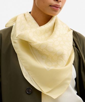 ＜COACH＞ヴィンテージ　シグネチャー　プリント　シルク　スクエア　スカーフ